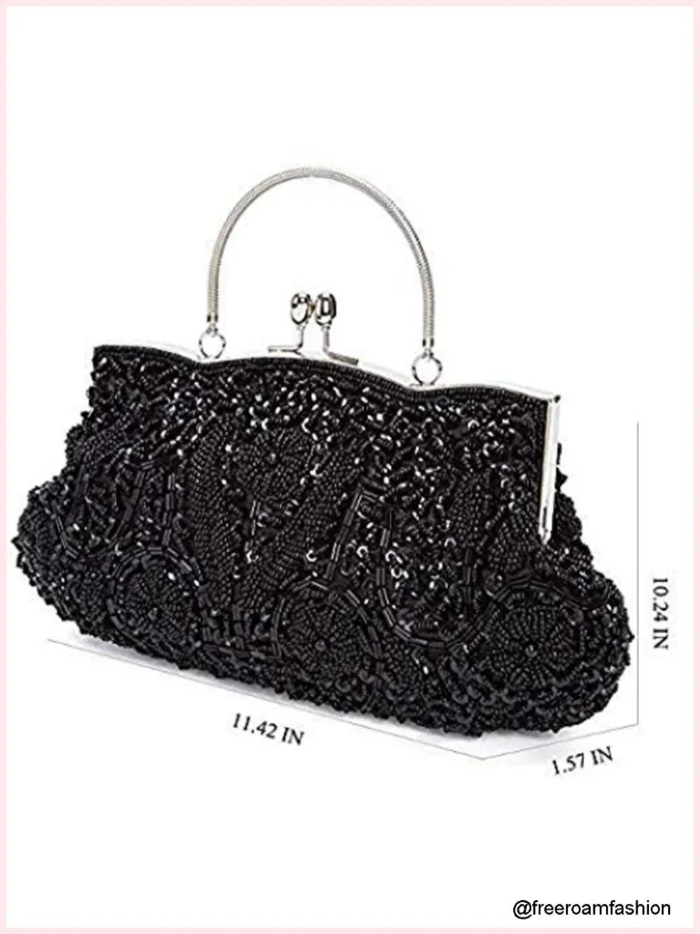 Beaded Sequin Flower Evening Purse Large Clutch Bag Handbag for Women